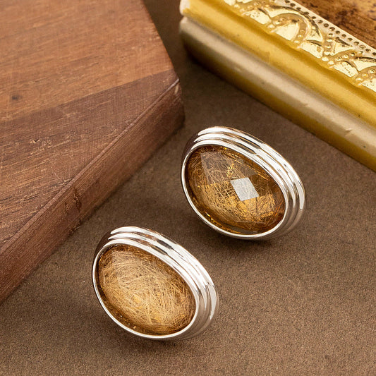 Geometric Oval Resin Earrings With 925 Silver Posts - Fashionable Luxury For Women