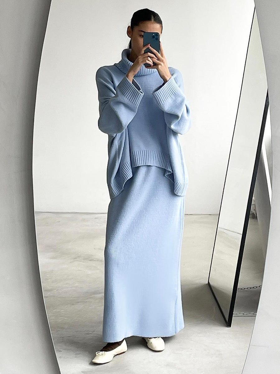 Knitted Sweater and Skirt Set for Women - Casual Chic Style