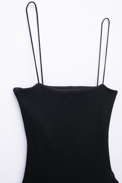 Solid Color Sleeveless Spaghetti Strap Dress