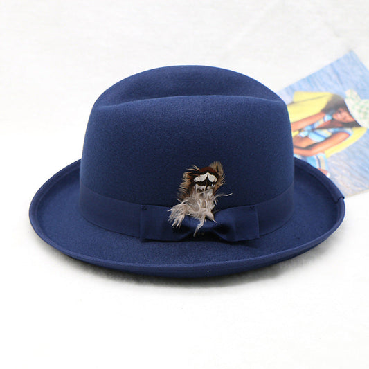 Fashionable Wool Felt Jazz Hat Unisex Warm Accessory