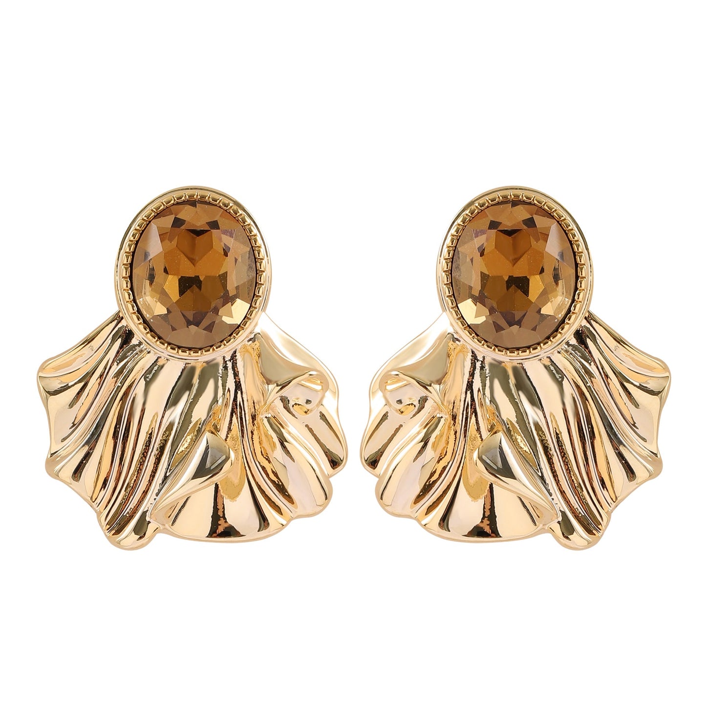 Stylish Geometric Zirconia Stud Earrings With Silver Pins