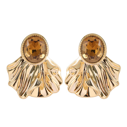 Stylish Geometric Zirconia Stud Earrings With Silver Pins