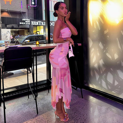 Sweet Street Style Bodycon Dress With Sheer Mesh Inserts