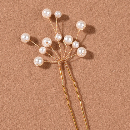 Bridal Pearl Flower Hairpin U-Shaped Hair Accessory for Wedding