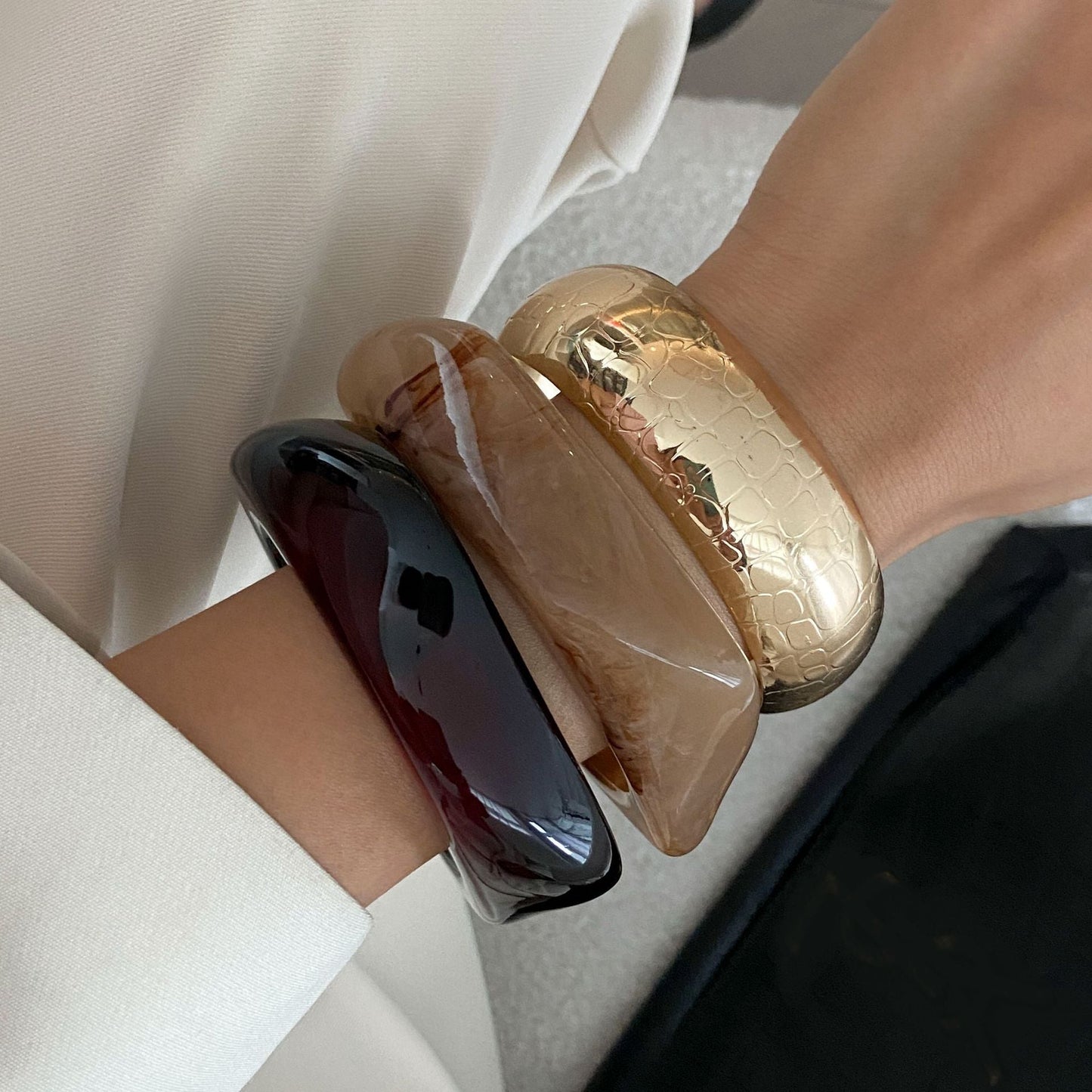 Trendy Polygon Dipped Bracelet - Fashionable Metal Snake Stripe Bangle
