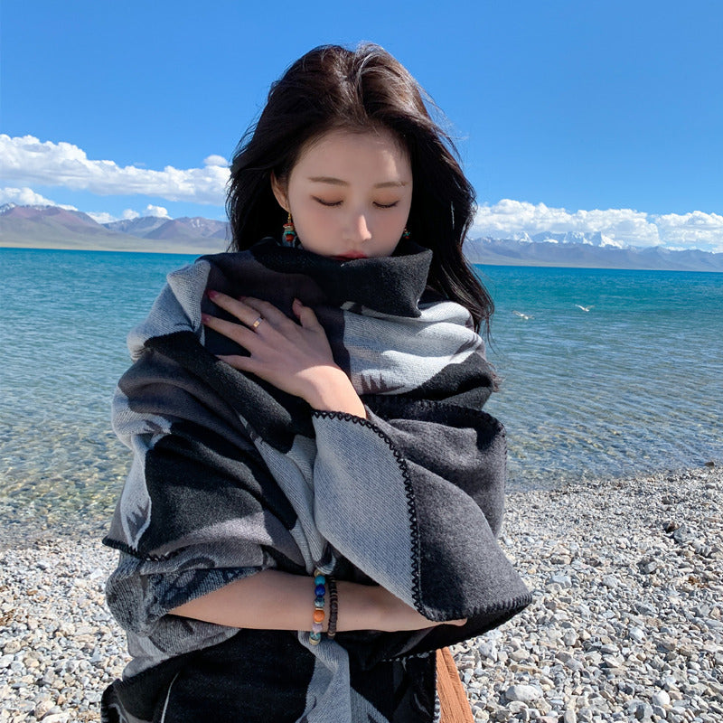 Ethnic Style Shawl Blanket Warm Cloak Cloak Tibetan Scarf
