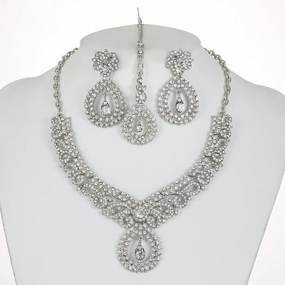 Exaggerated Retro Crystal Necklace Set for Women