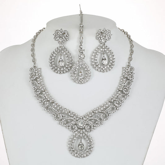 Exaggerated Retro Crystal Necklace Set for Women