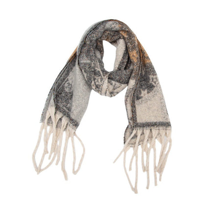 Winter Flower Tassel Thick Warm Scarf