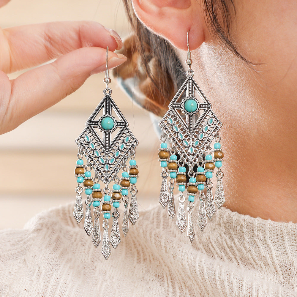 Trendy Geometric Tassel Earrings Fashionable Accessories