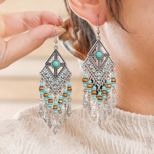 Trendy Geometric Tassel Earrings Fashionable Accessories