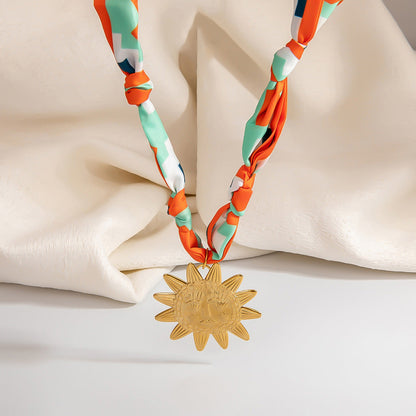 Stainless Steel Scarf Necklace with Fruit and Animal Pendants