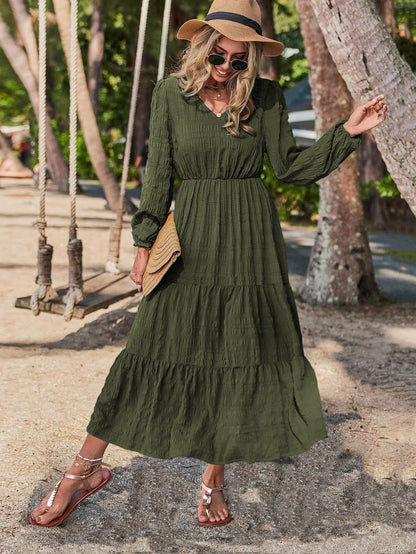 Autumn And Winter New Spring Style Lantern Sleeve Splicing Women'S Dress
