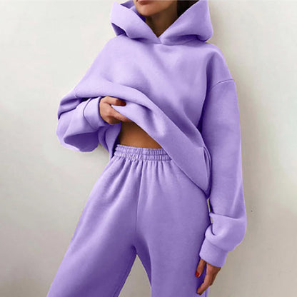 Hooded Sweatshirt And Long Pants Set Casual All-Season Outfit