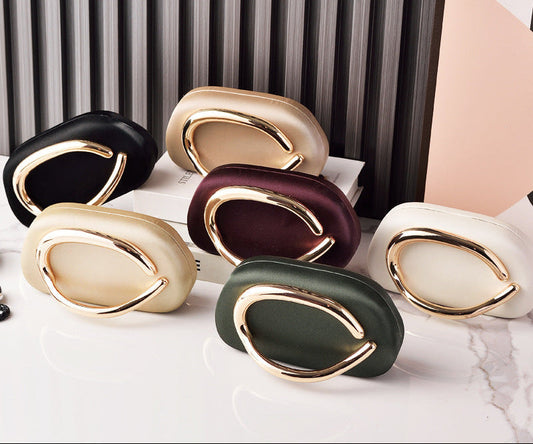 Retro PU Evening Clutch Bag With Gold Handle