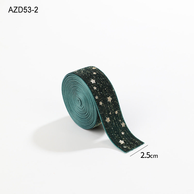 Christmas Velvet Gold Foil Bow Ribbon