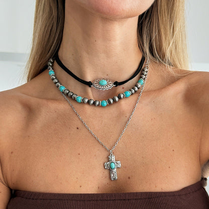Bohemian Turquoise Style Bull Head Pendant Necklace Trendy Choker