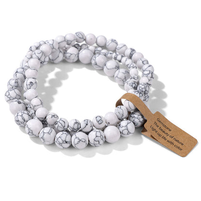 3Pcs Simple Stretch Beaded Bracelet Set