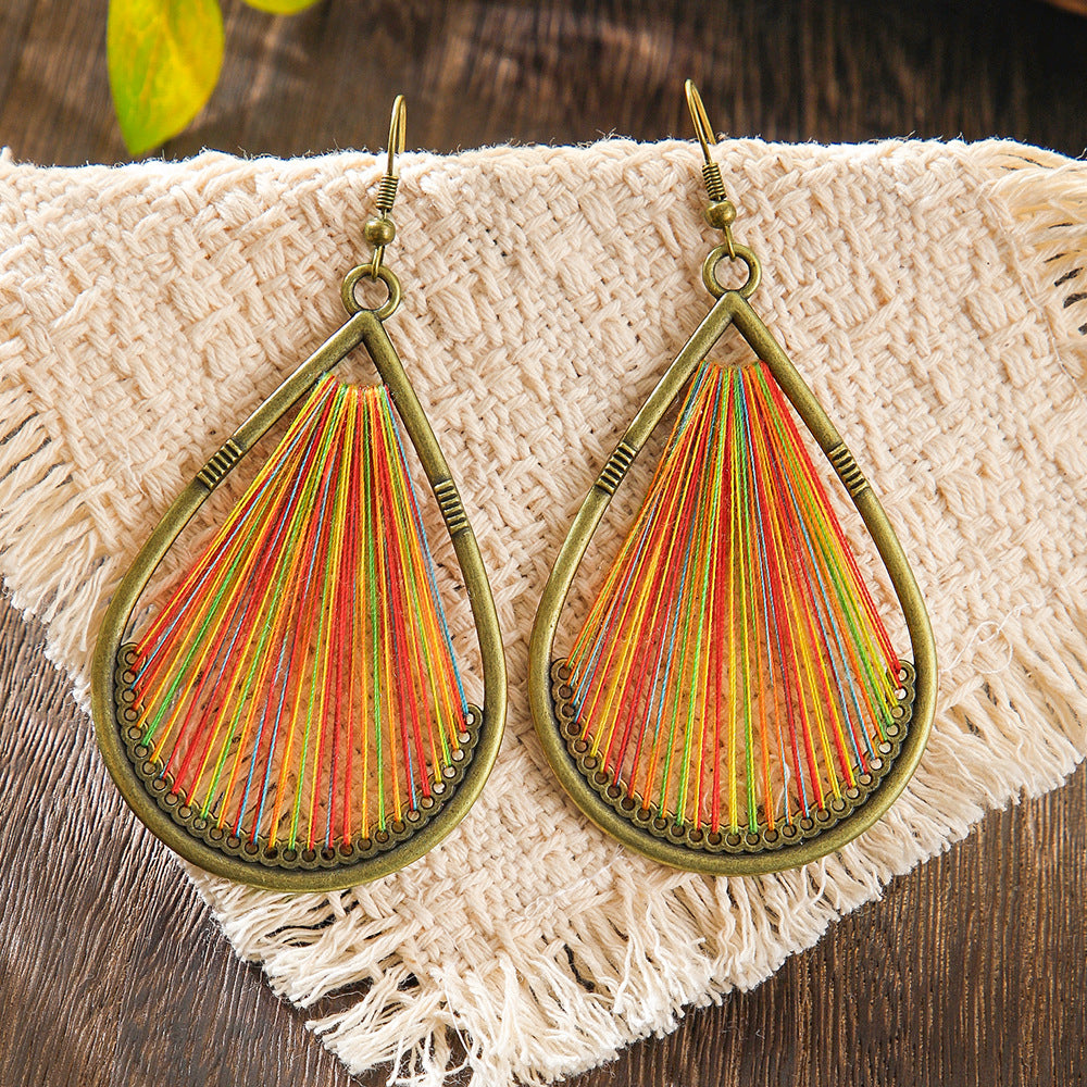 Bohemian Geometric Colorful Hoop Earrings Retro Style