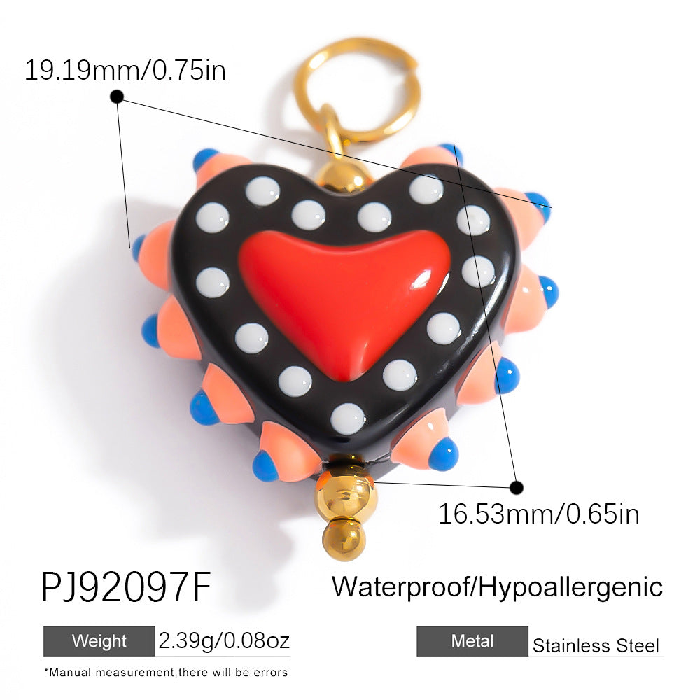 Hand-Painted DIY Jewelry Accessories Summer Dopamine Glass Heart Pendant