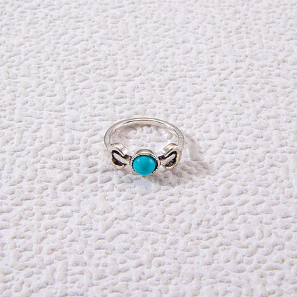 Vintage Geometric Turquoise Ring Set Alloy Fashion Jewelry
