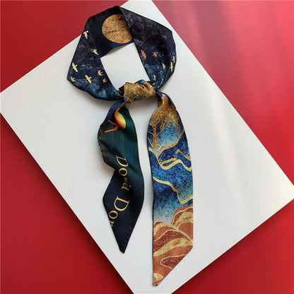 Silk Scarf Long Silk Scarf Braided Hair Tied Bag With Gift Spinning Literature And Art