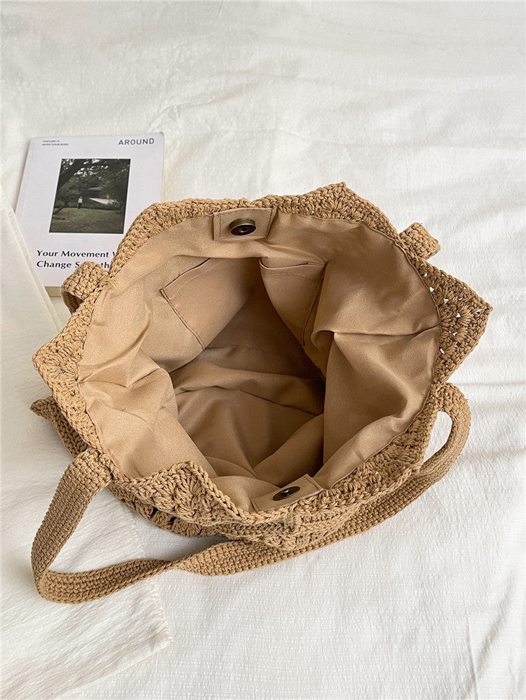 Women's Fashionable Crocheted Shoulder Bag Stylish Vacation Tote