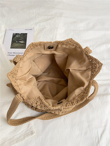 Women's Fashionable Crocheted Shoulder Bag Stylish Vacation Tote
