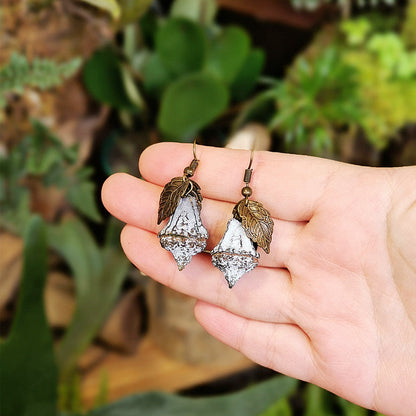 Creative Long Leaf Wood Earrings with Natural Dried Fruits