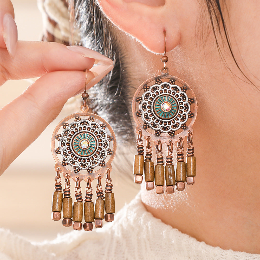 Bohemian Vintage Style Leaf Drop Earrings Stylish Zinc Alloy Jewelry