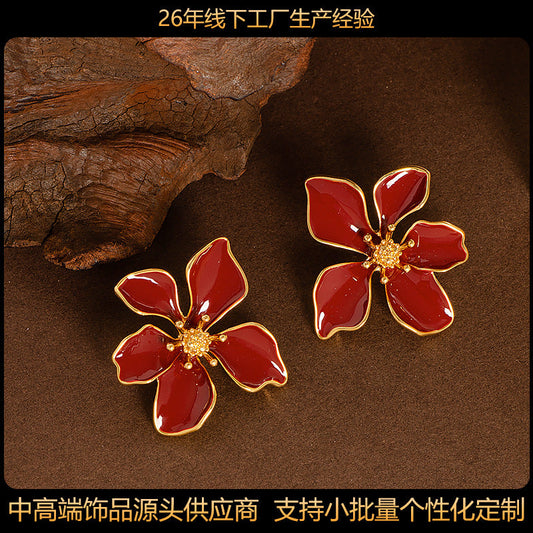 Floral Drop Earrings For Women Silver Studs Elegant Design