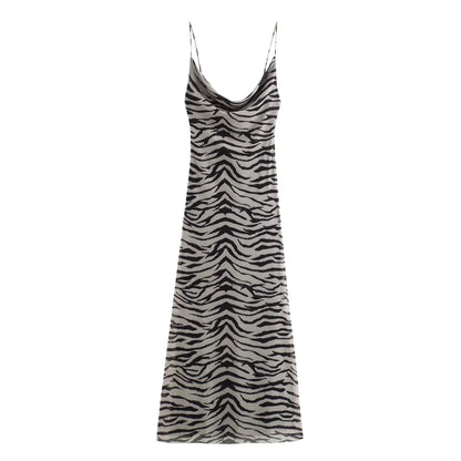 Simple Print Spaghetti Strap Maxi Dress