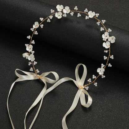 Bridal Pearl Flower Beaded Headband Hair Accessory