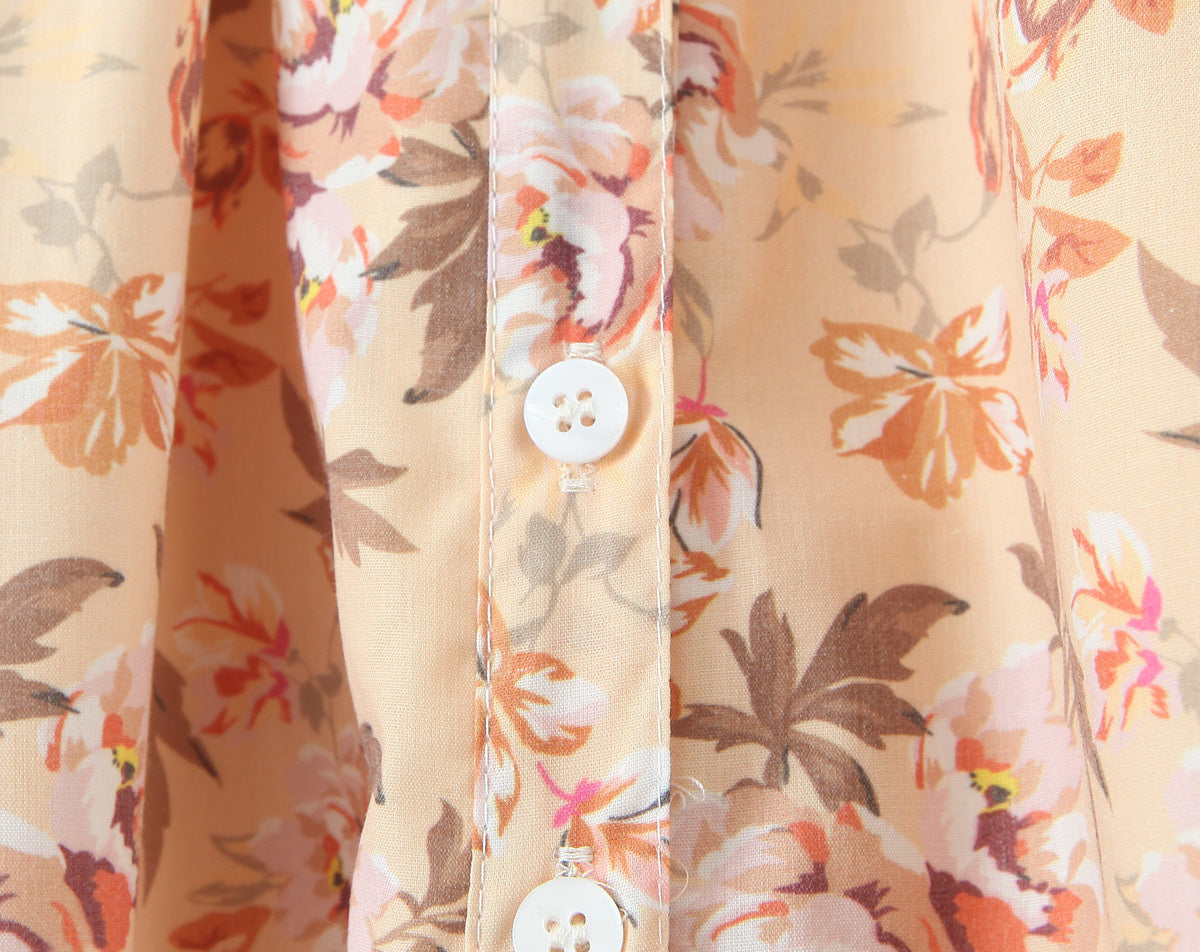 Elegant Square Neck Flower Print Maxi Dresses