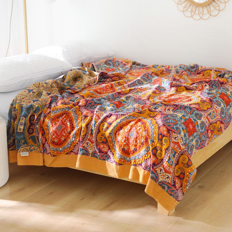 National Wind Cotton Air Conditioning Towel Blanket With Five Layers Of Gauze Soft Summer Cool Blanket