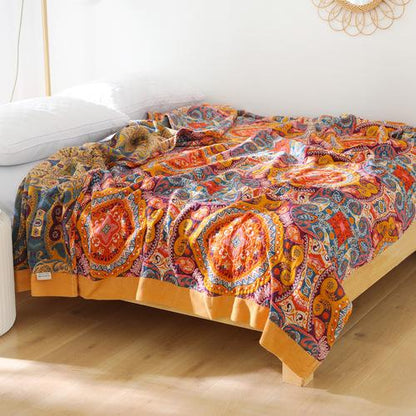 National Wind Cotton Air Conditioning Towel Blanket With Five Layers Of Gauze Soft Summer Cool Blanket