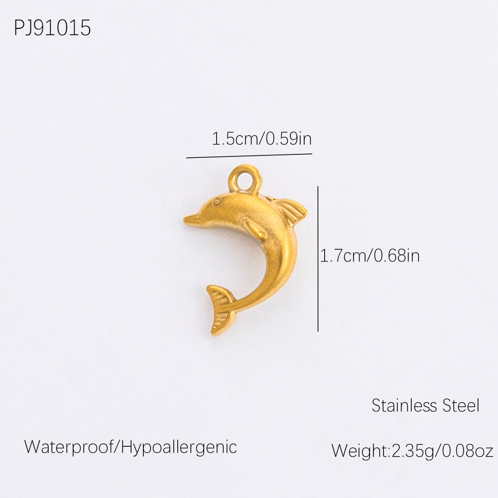 Vintage DIY 18K Gold Plated Stainless Steel Bow Star Heart Pendant