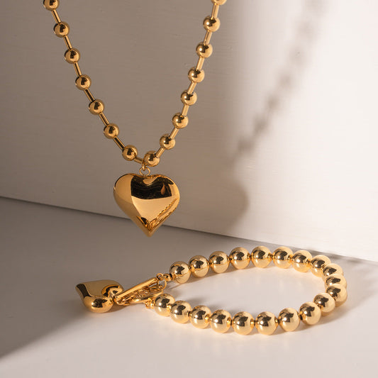 CubicÂ Love Pendant Bead Chain Necklace