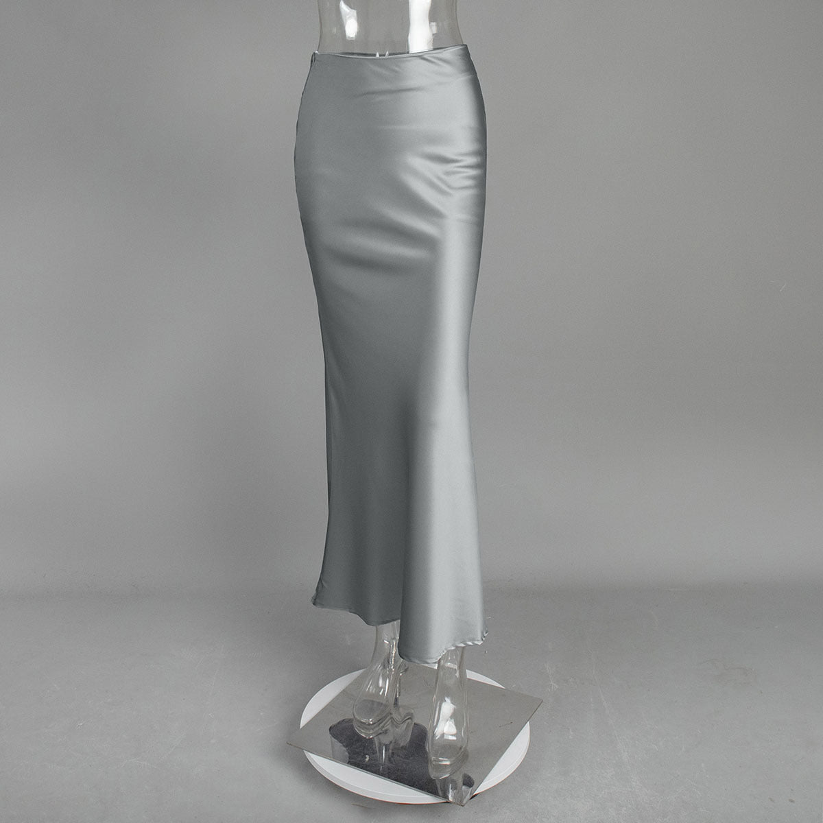 Elegant Mermaid Maxi Skirt Solid Color Satin Blend Street Style