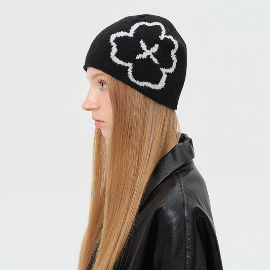 Textured Knitted Wool Blend Beanie Hat for Women