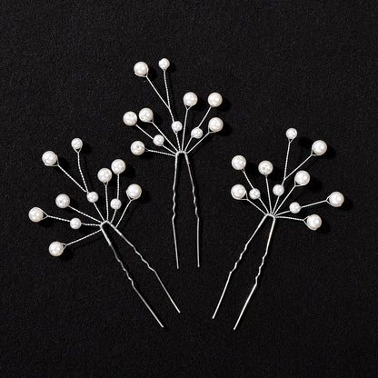 Bridal Pearl Flower Hairpin U-Shaped Hair Accessory for Wedding