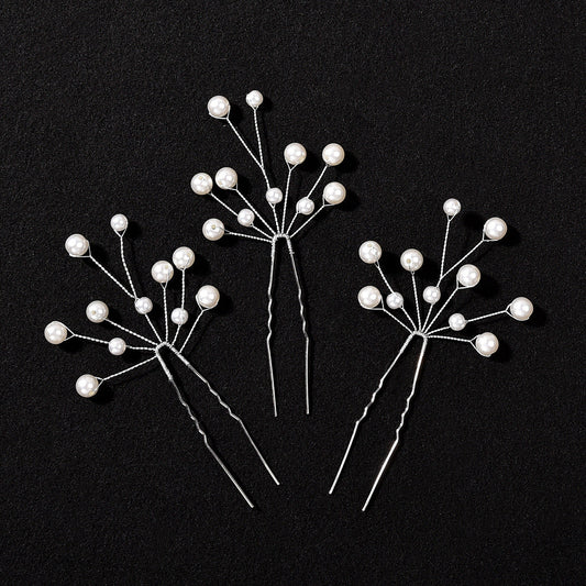 Bridal Pearl Flower Hairpin U-Shaped Hair Accessory for Wedding