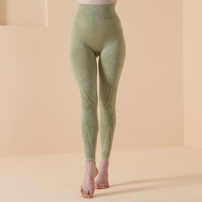 Seamless Washing Pattern Sports Tights Women'S High Waist Hip Bodybuilding Yoga Pants Fitness