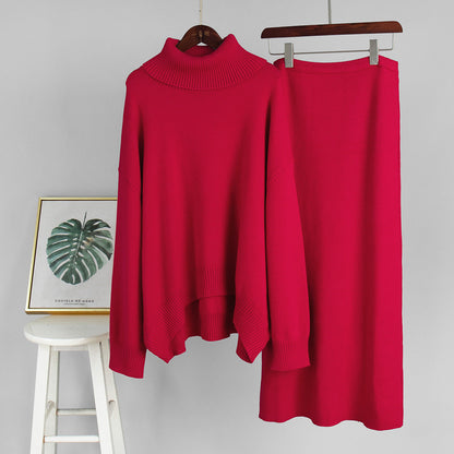 Knitted Sweater and Skirt Set for Women - Casual Chic Style