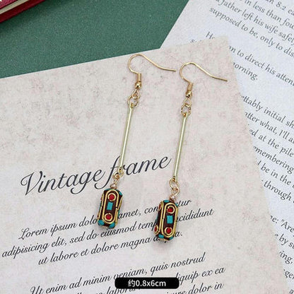 Original Niche Nepal Exotic Tibetan Ethnic Earrings Retro Temperament Simple Earrings Show Face Thin Earrings.