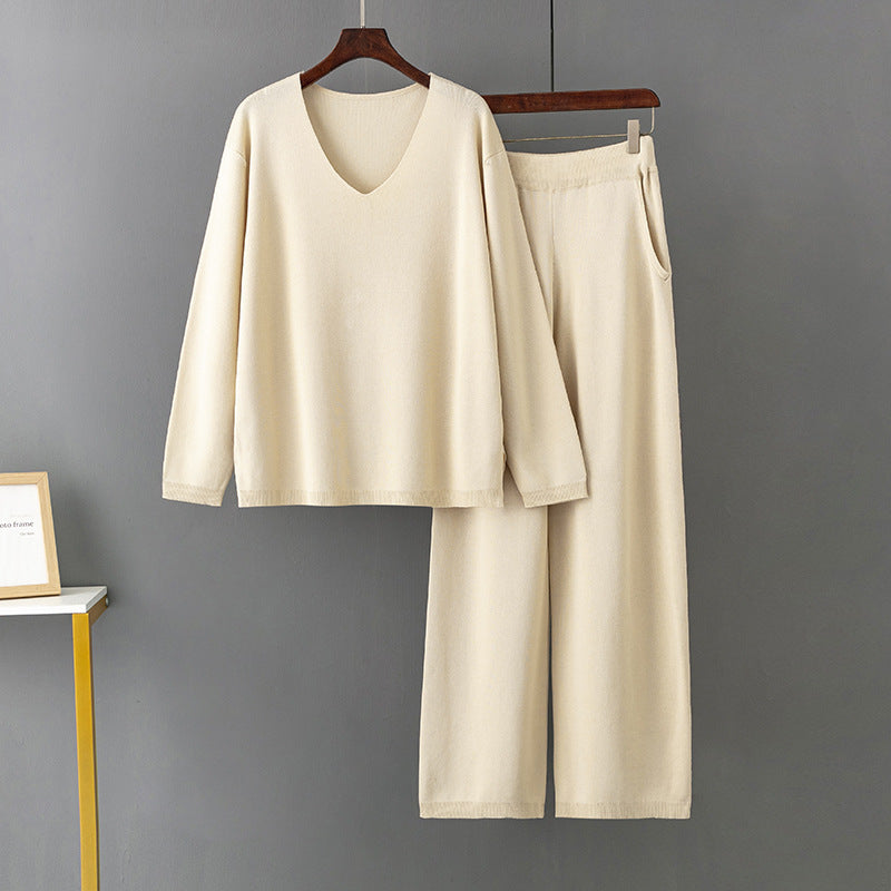 2+ Solid Color V-Neck Knit Sets