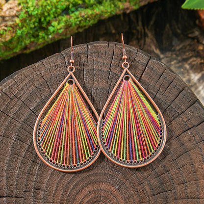 Bohemian Tassel Drop Earrings Colorful Ethnic Jewelry Set