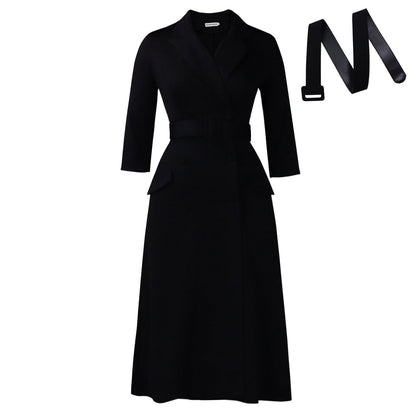 Double-Breasted Long Sleeve Blazer Dress With Belt