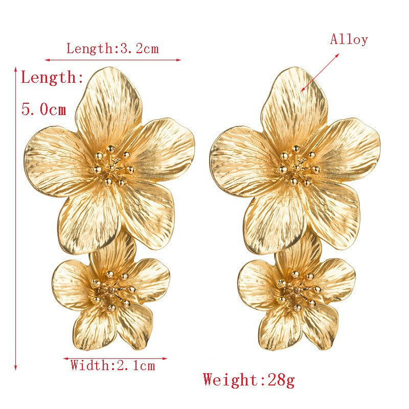 Trendy Floral Drop Earrings Alloy Geometric Jewelry