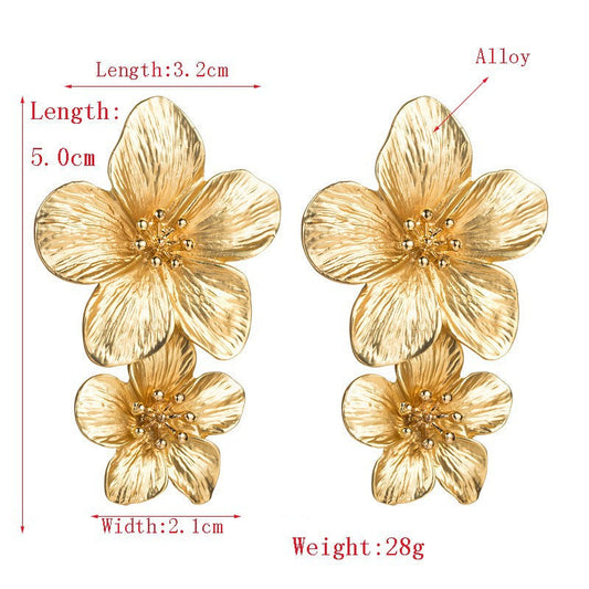Trendy Floral Drop Earrings Alloy Geometric Jewelry